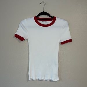 NWOT Zara Ribbed Ringer Tee Small